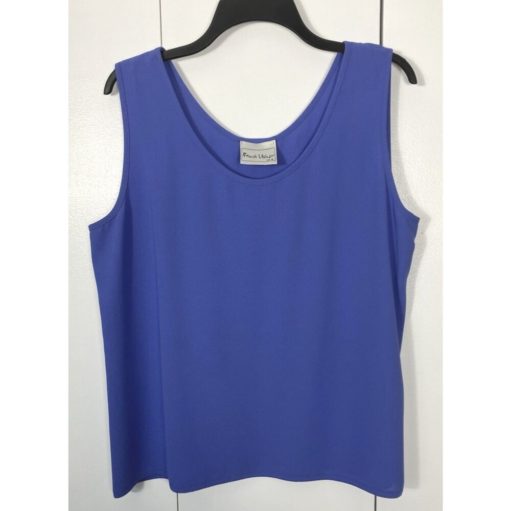 Frank Usher Blue Wide Strap Scoop Neck Tank Top Size 12